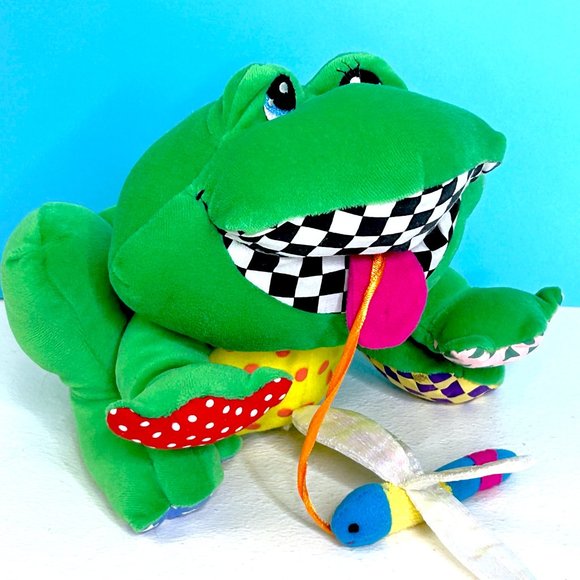 Vintage Nuby Luv n' Care Frog Baby Rattle Crinkle Sound 10" Plush Stuffed Animal - Picture 3 of 7